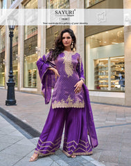 Sayuri Designer Presents:The Swati (3 Pcs) Ensemble in Pure Viscos Simar Jacquard Silk 5848