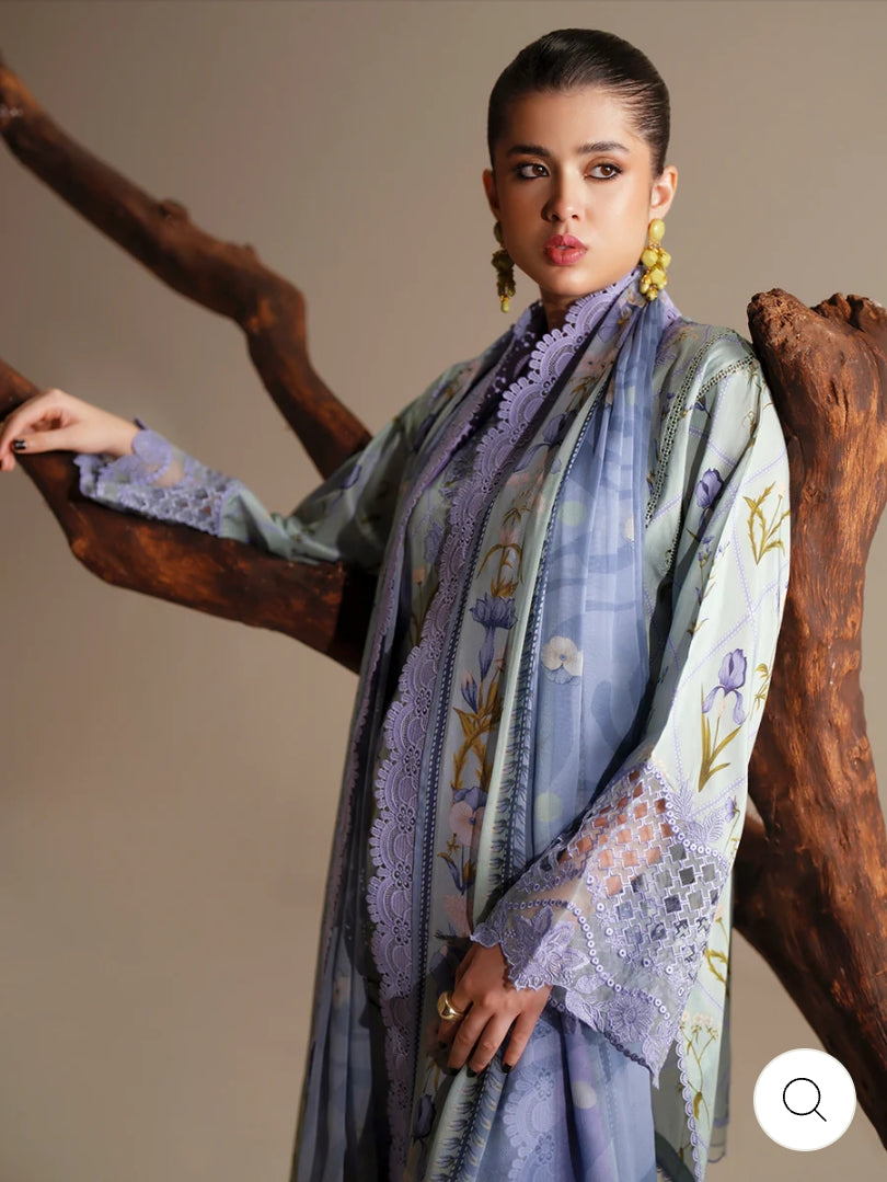 Eres Bonita by BinIlyas Embroidered Viscose Shirt with Digital Print Chiffon Dupatta & Trousers | 3-Piece Unstitched Suit 1103-A