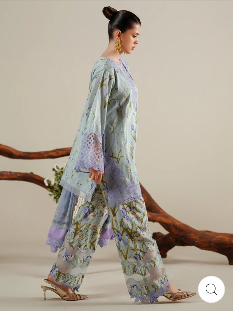 Eres Bonita by BinIlyas Embroidered Viscose Shirt with Digital Print Chiffon Dupatta & Trousers | 3-Piece Unstitched Suit 1103-A
