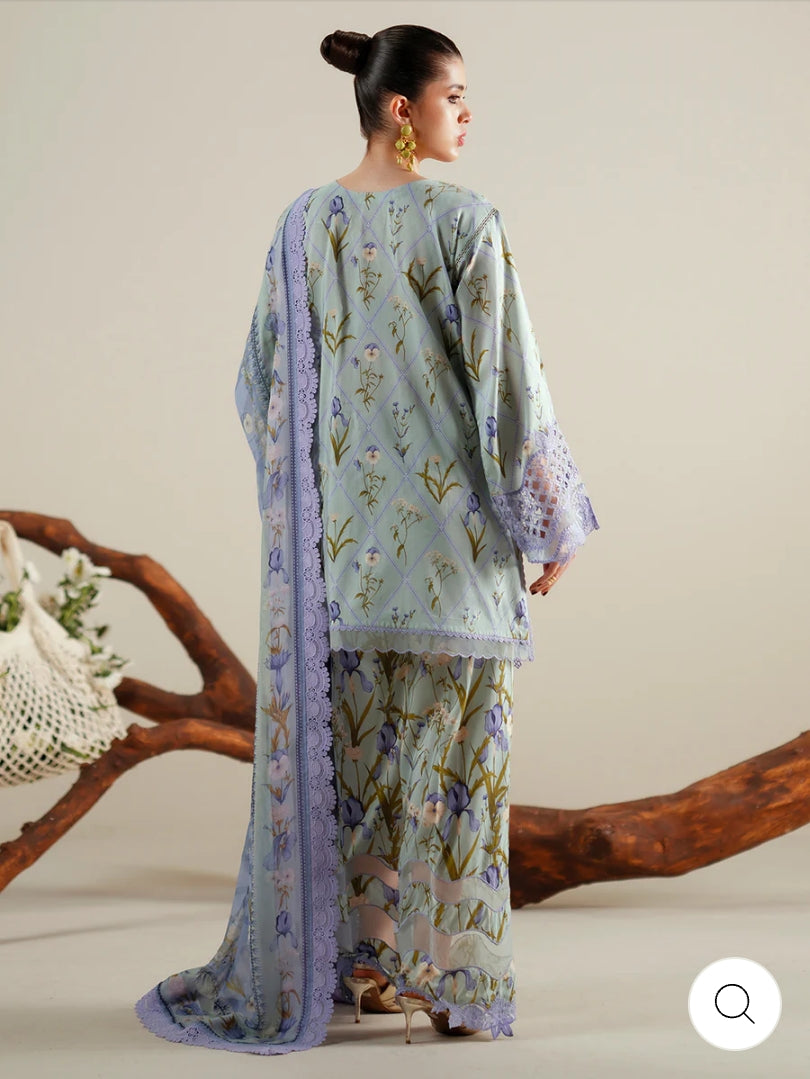 Eres Bonita by BinIlyas Embroidered Viscose Shirt with Digital Print Chiffon Dupatta & Trousers | 3-Piece Unstitched Suit 1103-A