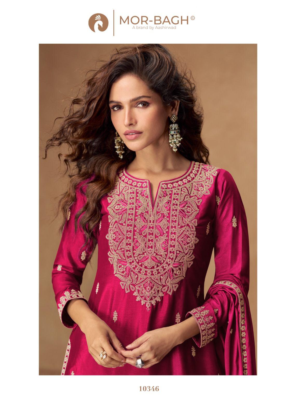 VEERA Collection | Premium Chinnon Silk Suits | 10346 AASHIRWAD CREATION