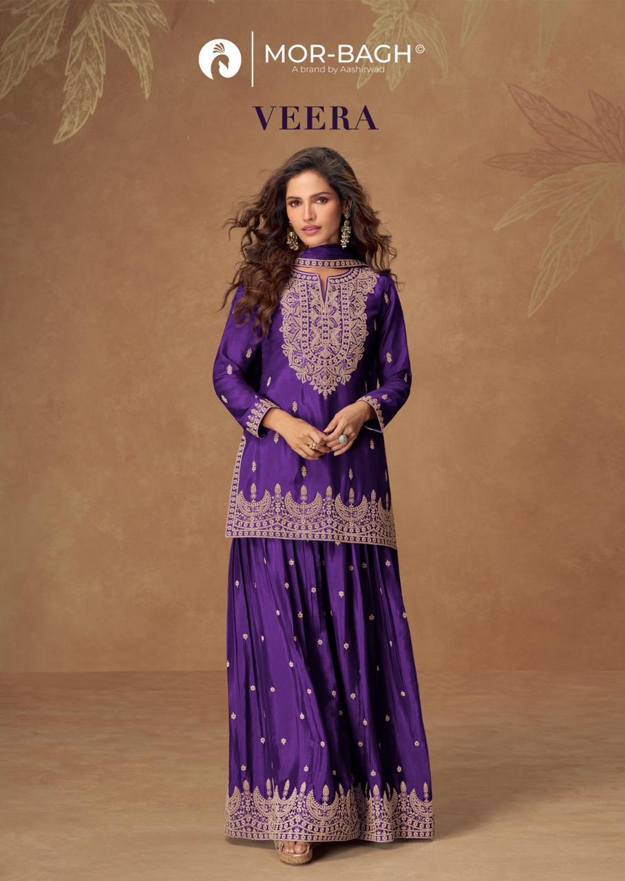 VEERA Collection | Premium Chinnon Silk Suits | 10344 AASHIRWAD CREATION