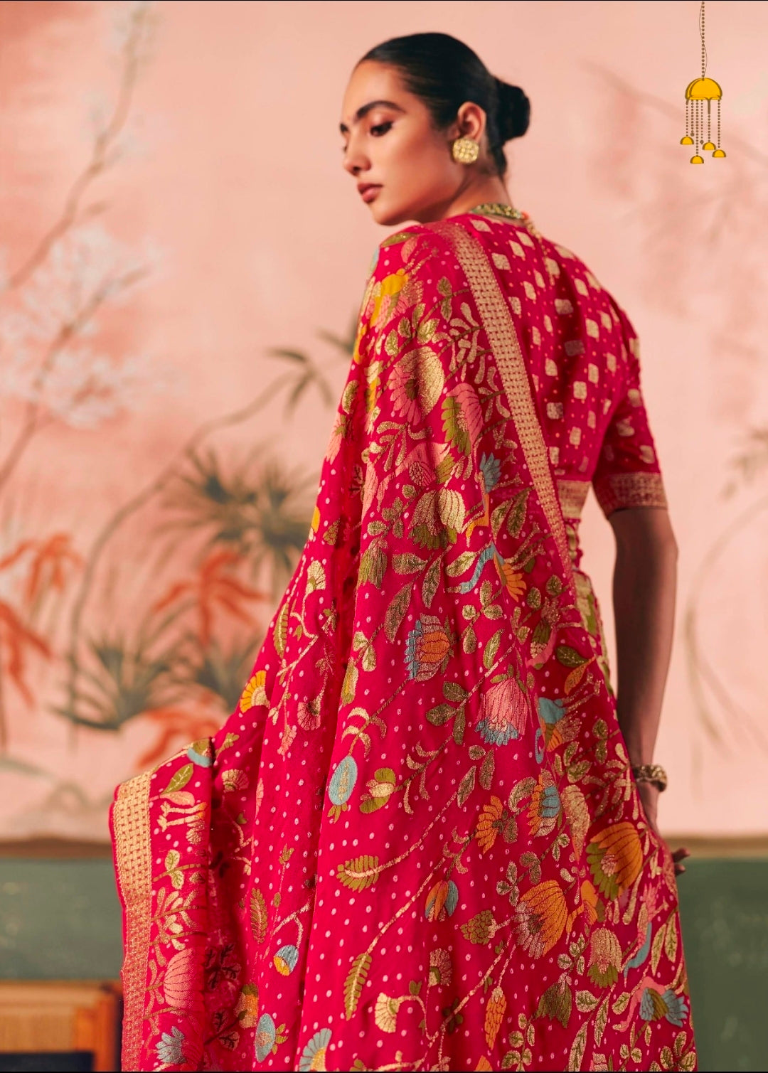 Kimora Sindhuri Premium Bindiya Bandhani Georgette Saree with Blouse SA-486