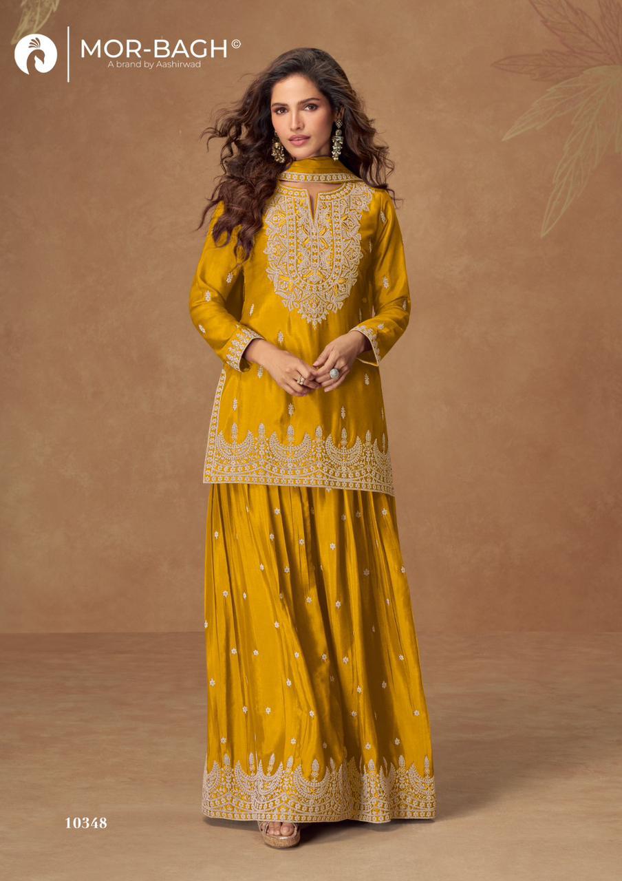 VEERA Collection | Premium Chinnon Silk Suits | 10348 AASHIRWAD CREATION