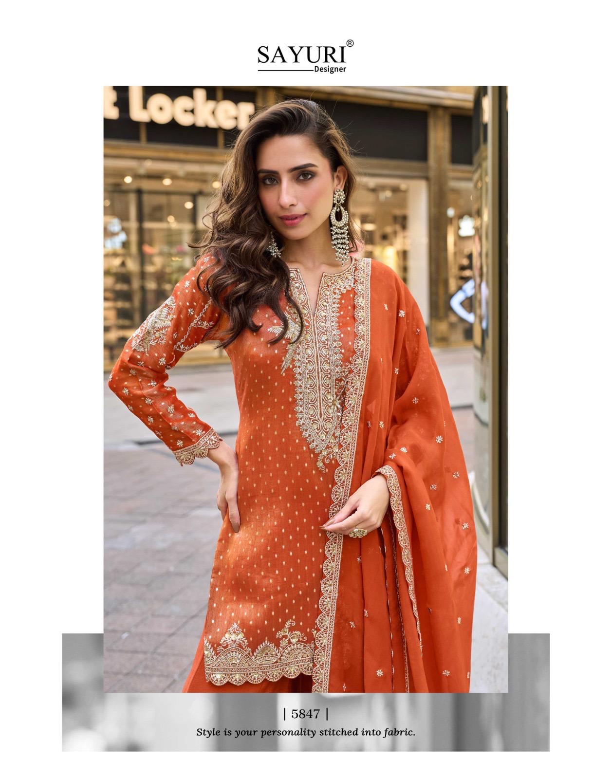 Sayuri Designer Presents:The Swati (3 Pcs) Ensemble in Pure Viscos Simar Jacquard Silk 5847