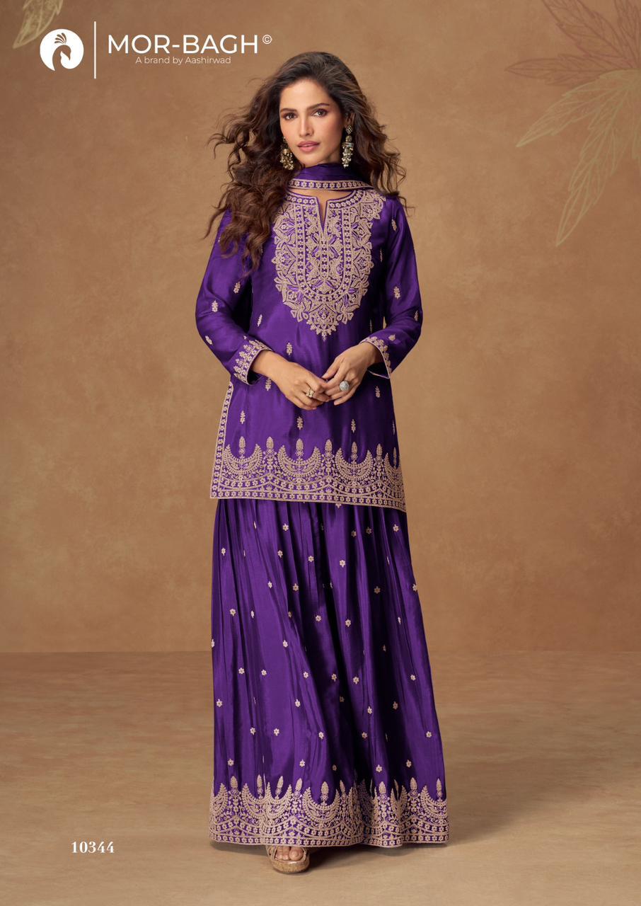 VEERA Collection | Premium Chinnon Silk Suits | 10344 AASHIRWAD CREATION