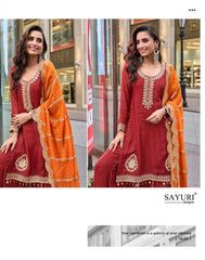 Sayuri Designer Presents:The Swati (3 Pcs) Ensemble in Pure Viscos Simar Jacquard Silk 5849