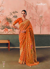 Kimora Sindhuri Premium Bindiya Bandhani Georgette Saree with Blouse SA-490
