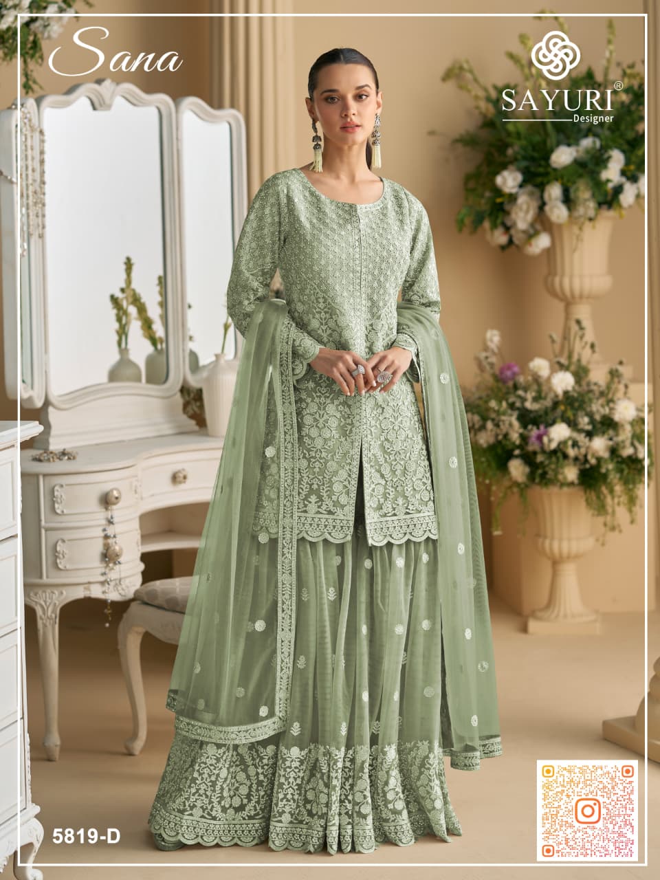 Sana by Sayuri - A New Hue of Opulence | Semi-Stitched Palazzo Suit 5819-D