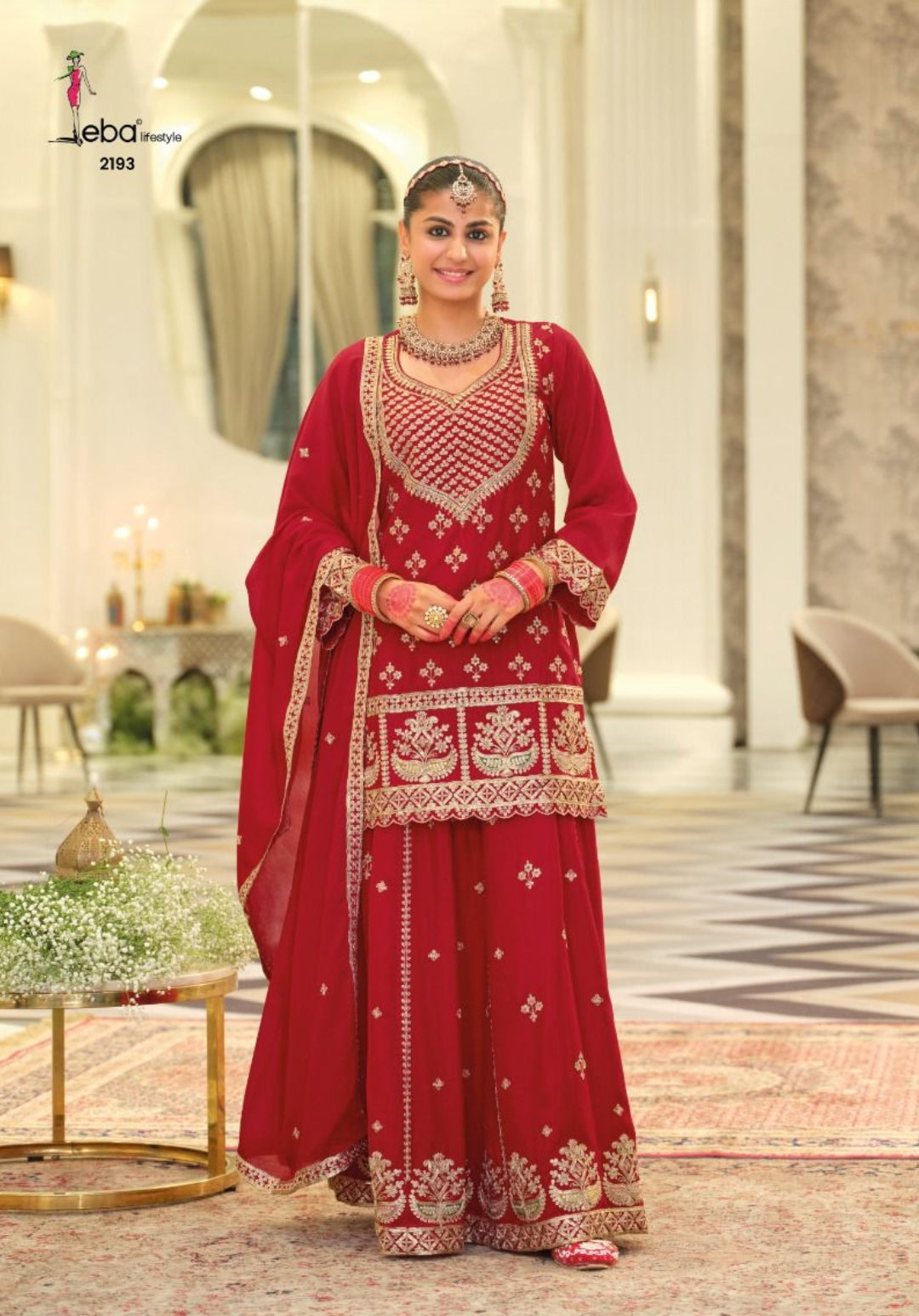 Eba Lifestyle Rangoli Series 2193 | Embroidered Chinon Suit Set