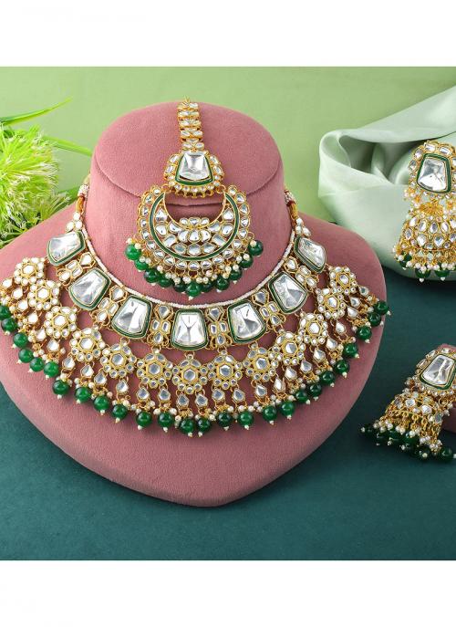 Dark Green Kundan Festival Wear Necklace Set MKSW330697