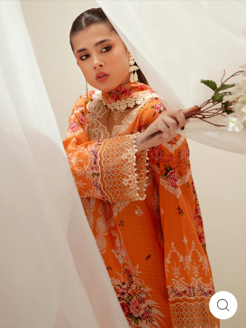 Eres Bonita by BinIlyas Embroidered Viscose Shirt with Digital Print Chiffon Dupatta & Trousers | 3-Piece Unstitched Suit 1101-A