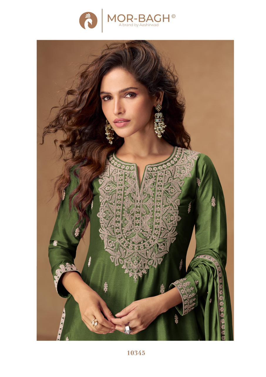 VEERA Collection | Premium Chinnon Silk Suits | 10345 AASHIRWAD CREATION