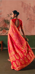 Kimora Sindhuri Premium Bindiya Bandhani Georgette Saree with Blouse SA-487