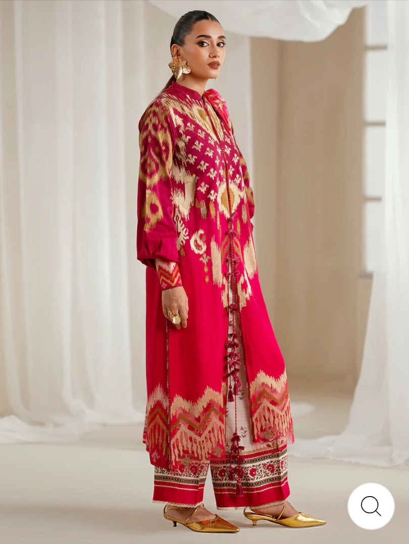 Eres Bonita by BinIlyas Embroidered Viscose Shirt with Digital Print Chiffon Dupatta & Trousers | 3-Piece Unstitched Suit 1102-A