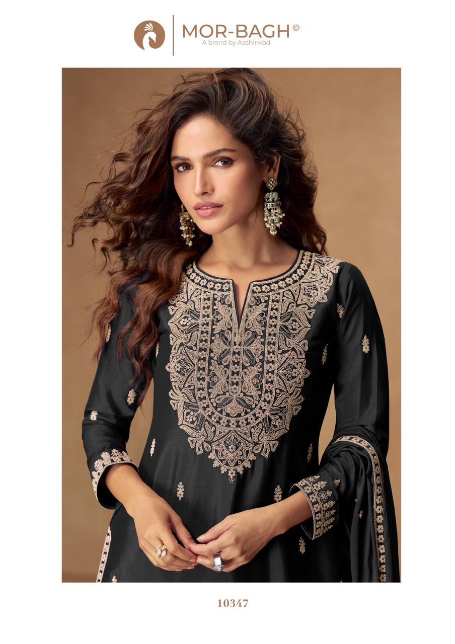 VEERA Collection | Premium Chinnon Silk Suits | 10347 AASHIRWAD CREATION