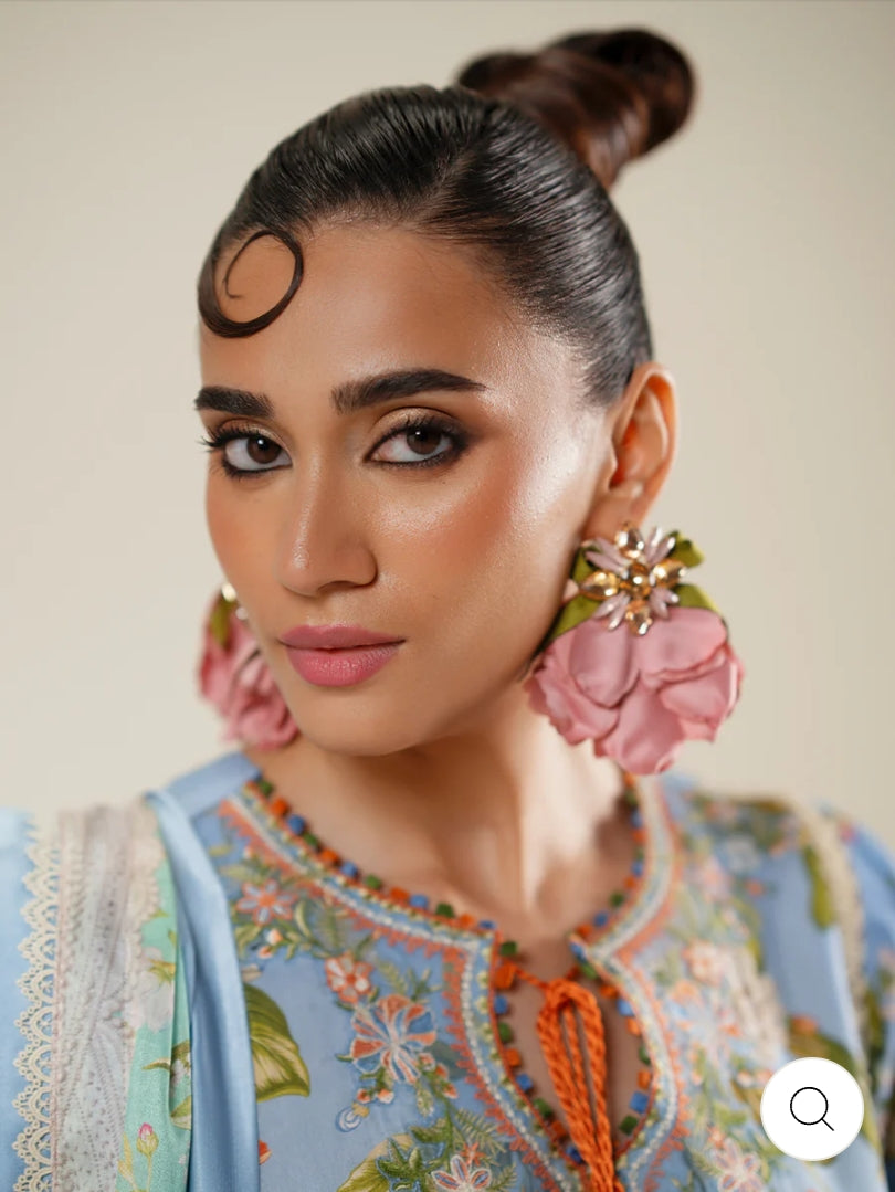 Eres Bonita by BinIlyas Embroidered Viscose Shirt with Digital Print Chiffon Dupatta & Trousers | 3-Piece Unstitched Suit 1105-B