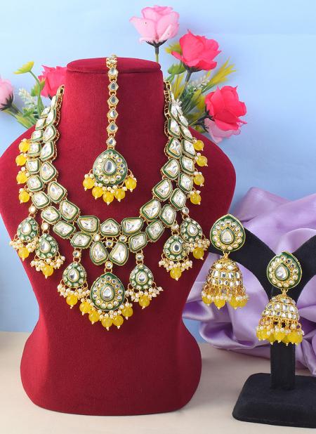Yellow Kundan Festival Wear Necklace Set MKSW713275