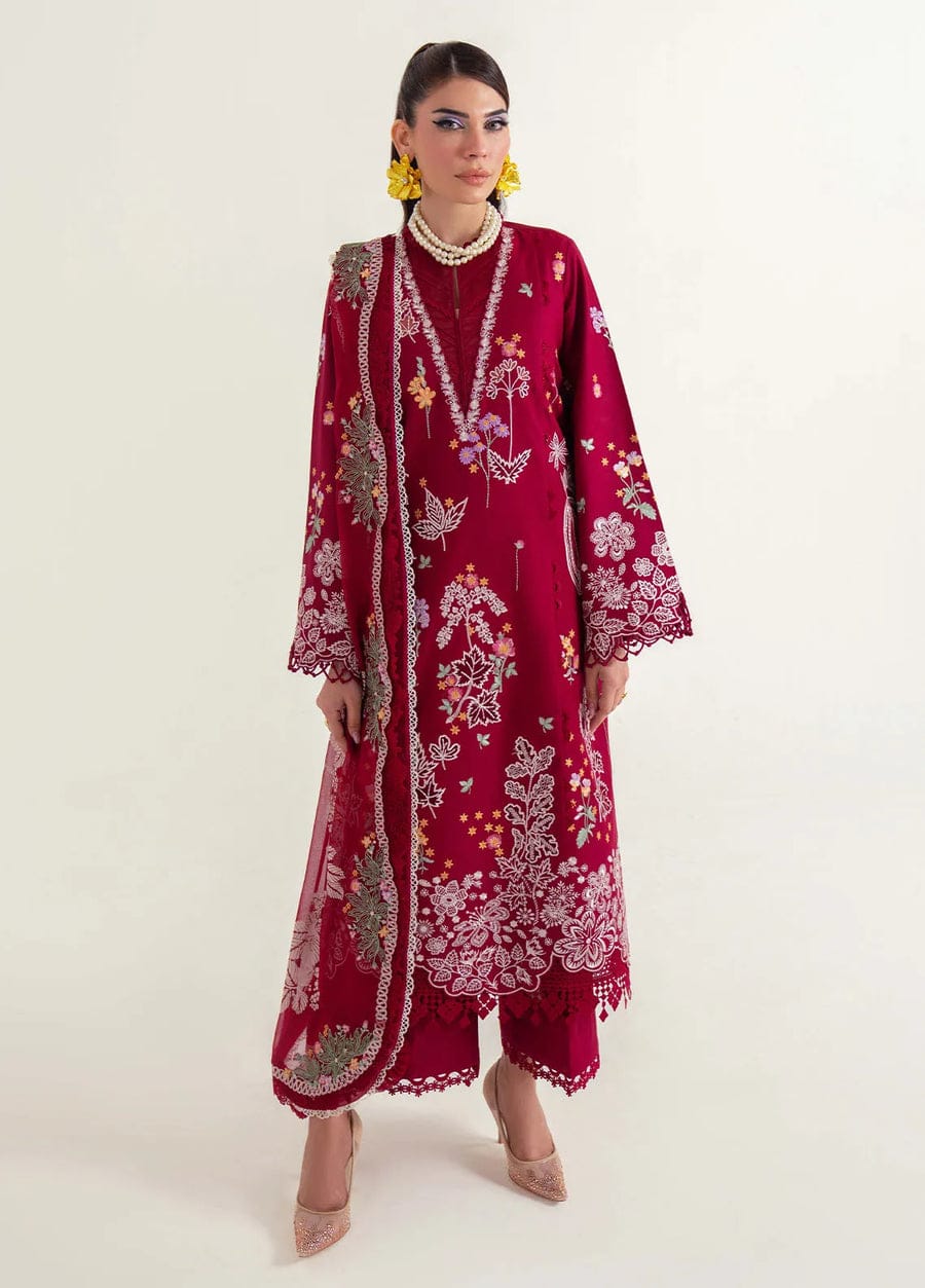 Designer Embroidered Lawn Suit w/ Laser Cut Front Panel & Screen Print Dupatta | SL-08-25-V2
