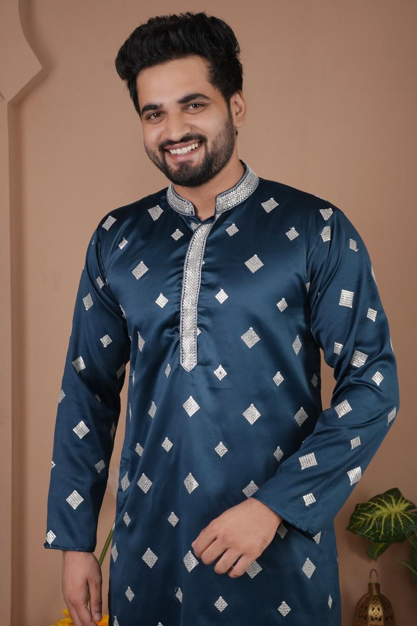Malai Silk Kurta with Heavy Embroidery & Sequence Work 06