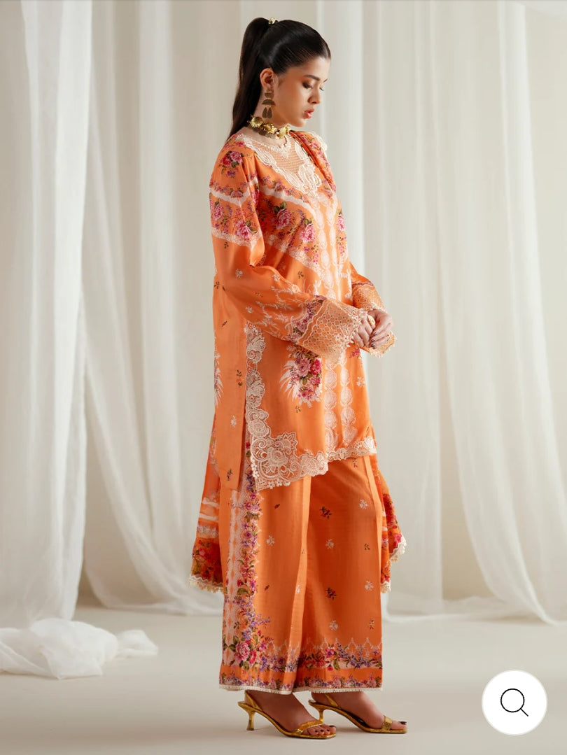 Eres Bonita by BinIlyas Embroidered Viscose Shirt with Digital Print Chiffon Dupatta & Trousers | 3-Piece Unstitched Suit 1101-A