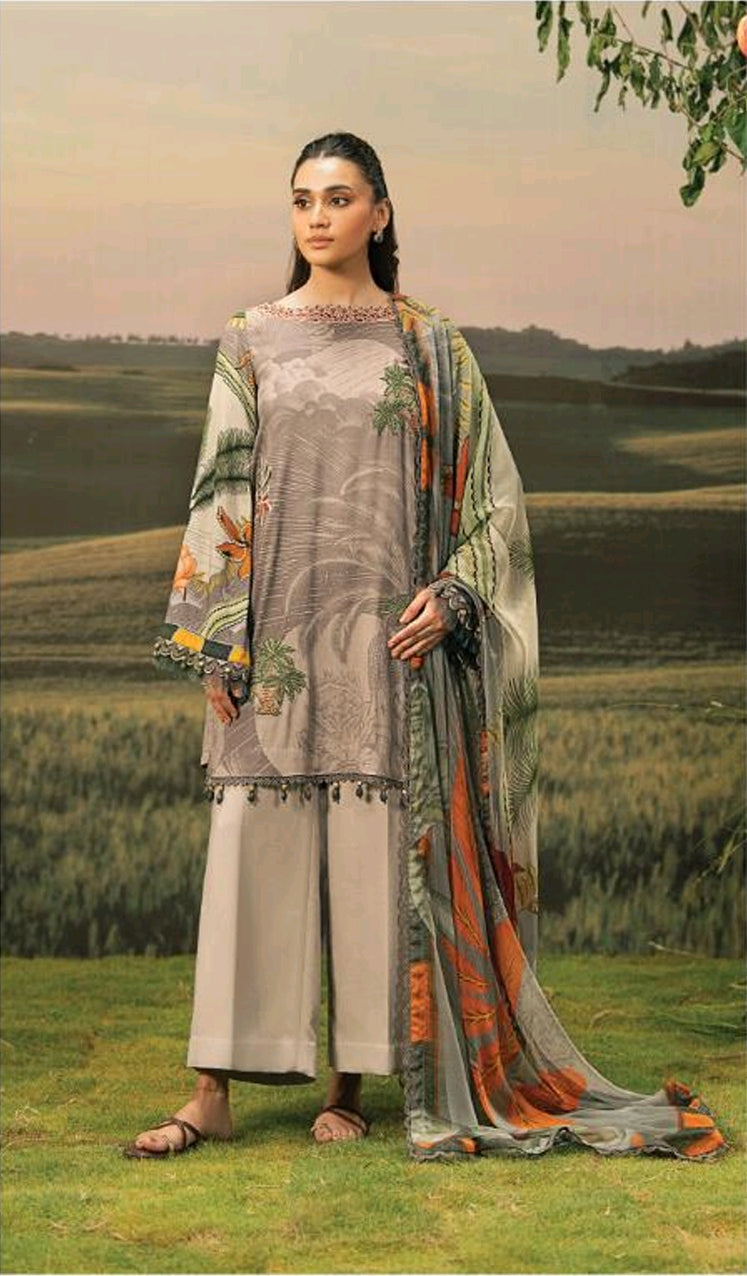 Mbasics by Maria B | Fall 2025 Unstitched Luxury 3-Piece Collection | Digital Print & Organza Embroidery 06-B