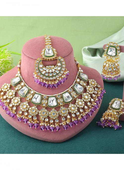 Purple Kundan Festival Wear Necklace Set MKSW692778