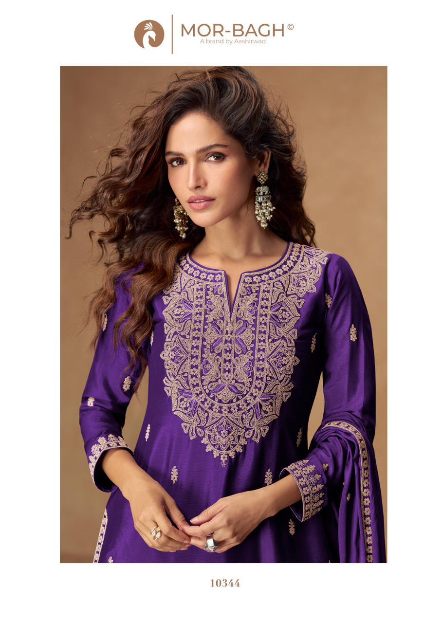 VEERA Collection | Premium Chinnon Silk Suits | 10344 AASHIRWAD CREATION