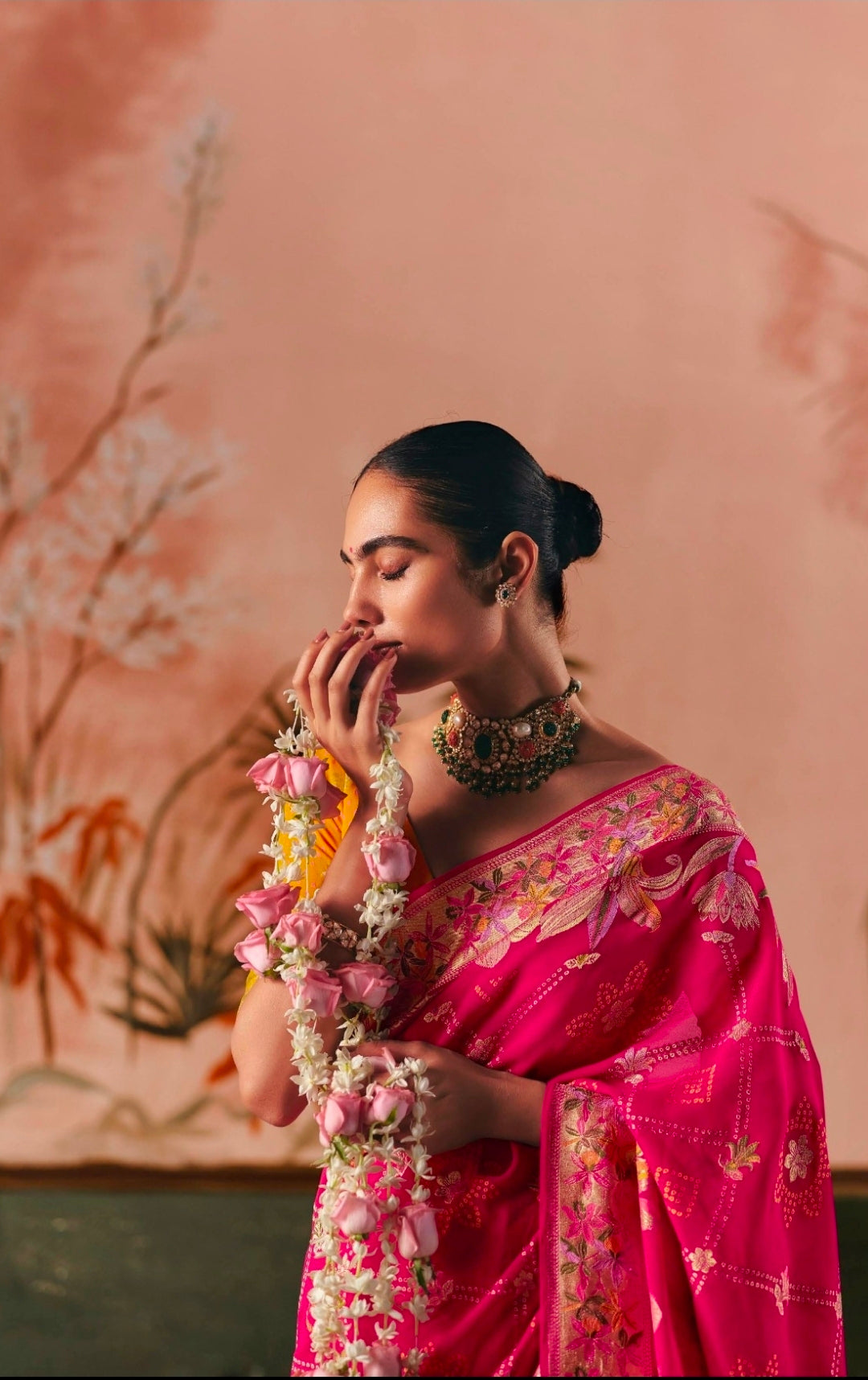 Kimora Sindhuri Premium Bindiya Bandhani Georgette Saree with Blouse SA-483