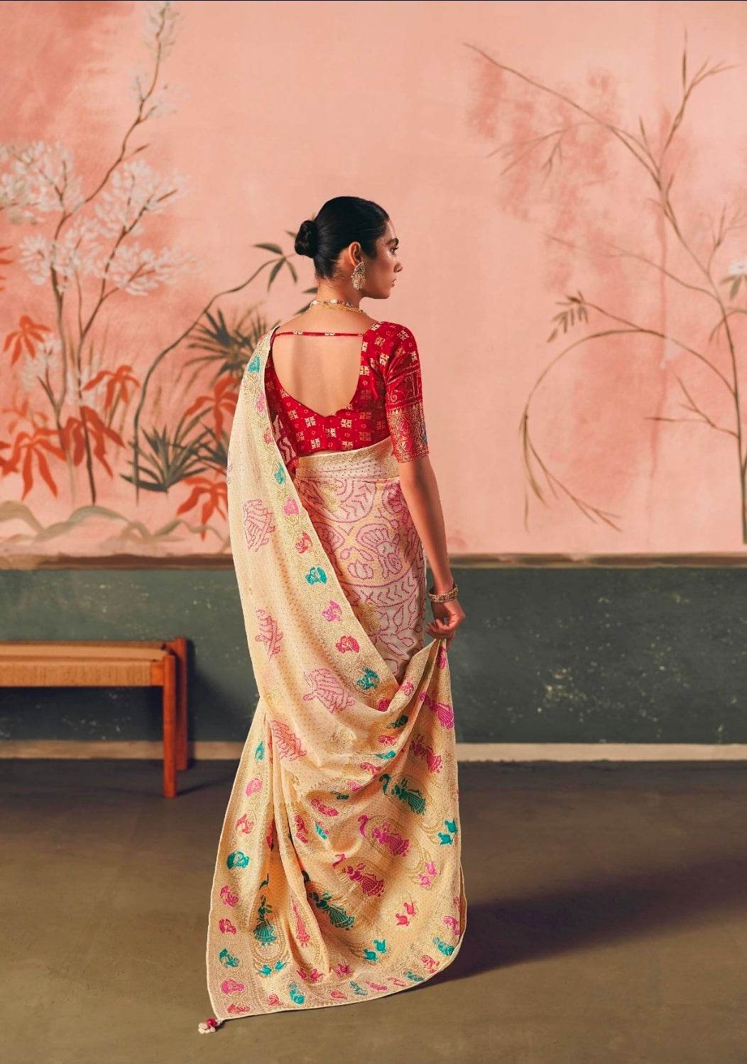 Kimora Sindhuri Premium Bindiya Bandhani Georgette Saree with Blouse SA-482